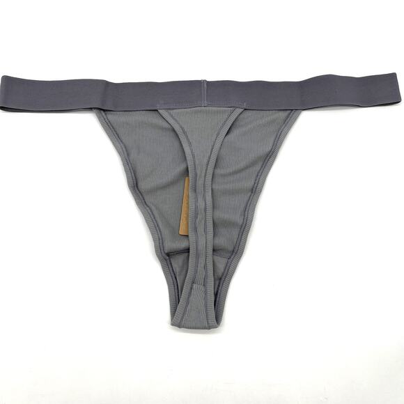 Skims Womens Cotton Ribbed Thong Panties Plus Size 4X Pacific Gray PN-STT-0040 - Picture 7 of 12